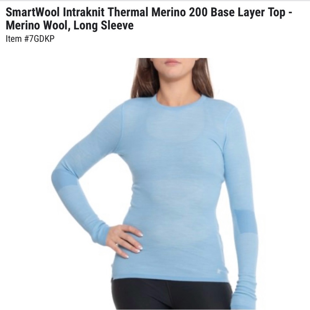 Smartwool Women's Light Blue Merino Wool Long Sleeve Top